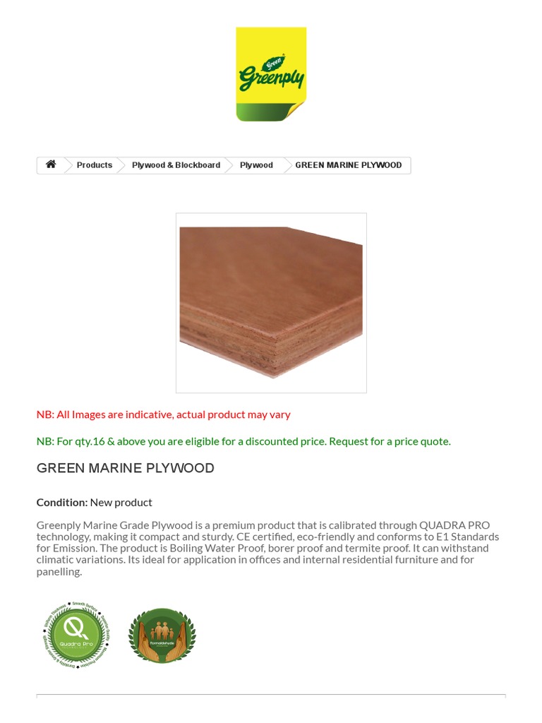 Green Marine Plywood Greenply PDF