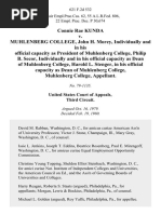 Connie Rae Kunda v. Muhlenberg College, John H. Morey, Individually and in His Official Capacity as President of Muhlenberg College, Philip B. Secor, Individually and in His Official Capacity as Dean of Muhlenberg College, Harold L. Stenger, in His Official Capacity as Dean of Muhlenberg College, Muhlenberg College, 621 F.2d 532, 3rd Cir. (1980)