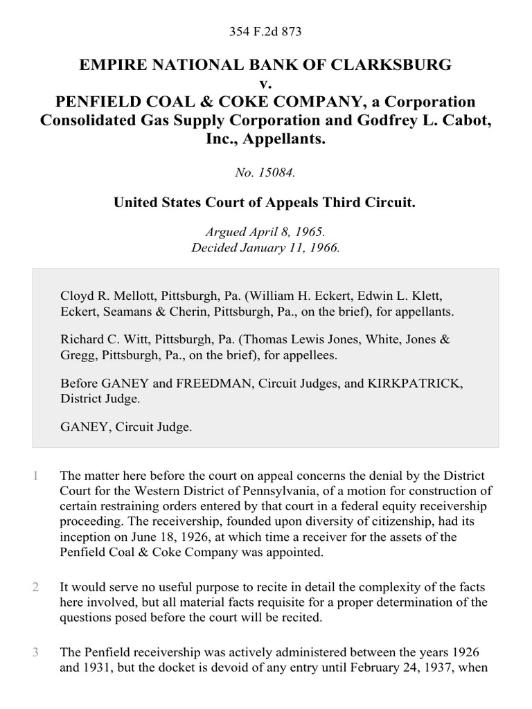 Empire National Bank of Clarksburg v. Penfield Coal & Coke Company, A