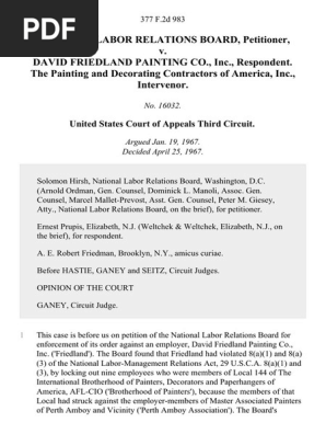 National Labor Relations Board v. David Friedland Painting Co., Inc., the Painting and Decorating Contractors of America, Inc., Intervenor, 377 F.2d 983, 3rd Cir. (1967)