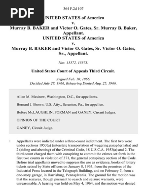 United States v. Murray B. Baker and Victor O. Gates, Sr. Murray B. Baker, United States of America v. Murray B. Baker and Victor O. Gates, Sr. Victor O. Gates, Sr., 364 F.2d 107, 3rd Cir. (1966)
