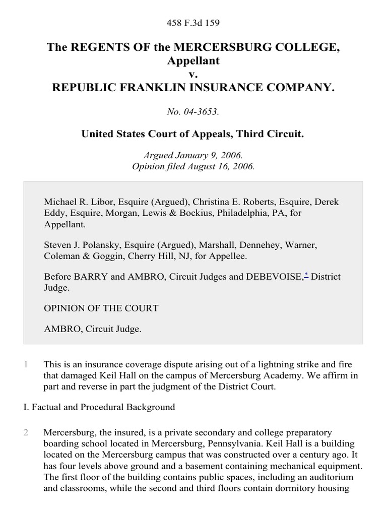 The Regents Of The Mercersburg College, Appellant v