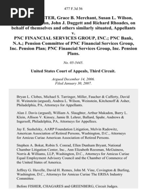 Sandra Register, Grace B. Merchant, Susan L. Wilson, Kristina Beckman, John J. Daggett and Richard Rhoades, on Behalf of Themselves and Others Similarly Situated v. Pnc Financial Services Group, Inc. Pnc Bank, N.A. Pension Committee of Pnc Financial Services Group, Inc. Pension Plan Pnc Financial Services Group, Inc. Pension Plans, 477 F.3d 56, 3rd Cir. (2007)