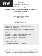 Green, Francis v. Humphrey Elevator and Truck Company and Maintenance Company, 816 F.2d 877, 3rd Cir. (1987)