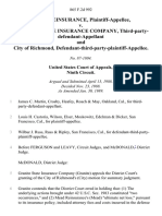 Mead Reinsurance v. Granite State Insurance Company, Third-Party-Defendant-Appellant and City of Richmond, Defendant-Third-Party-Plaintiff-Appellee, 865 F.2d 992, 3rd Cir. (1989)