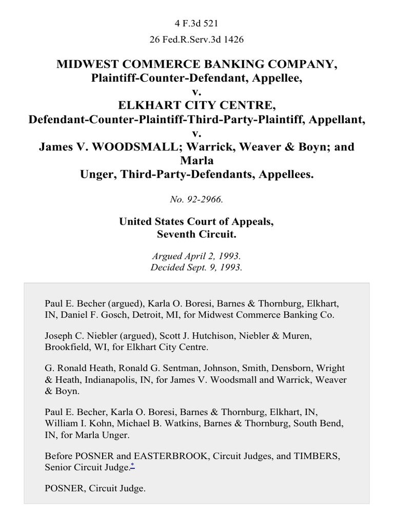Midwest Commerce Banking Company, PlaintiffCounterDefendant v