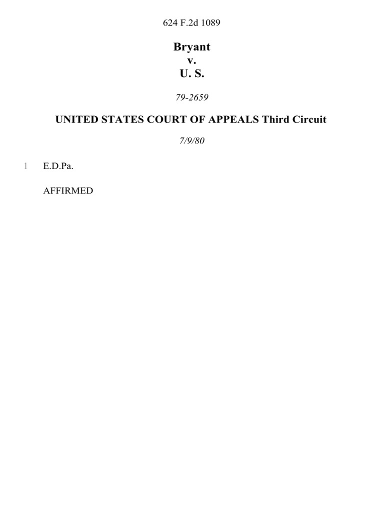 Bryant v. United States, 624 F.2d 1089, 3rd Cir. (1980) PDF