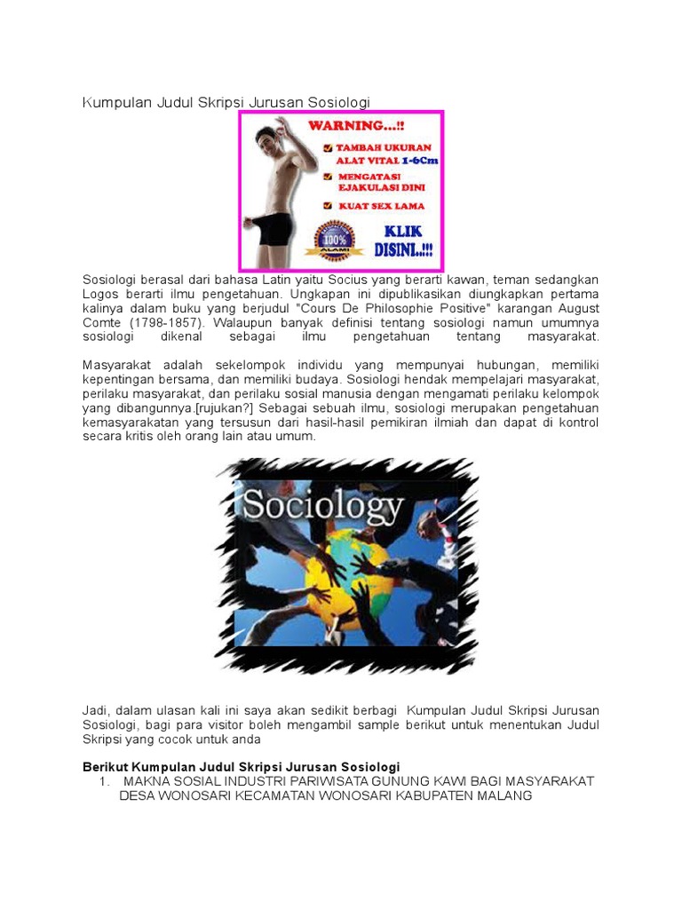Kumpulan Judul Skripsi Jurusan Sosiologi