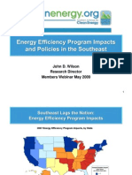 Energy Efficiency Program Impacts and Policies in The SE