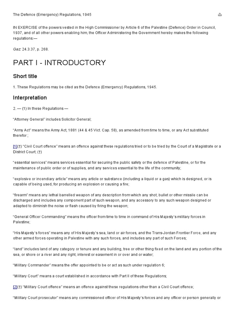 The Defence (Emergency) Regulations, 1945 | PDF | Bail | Military Justice