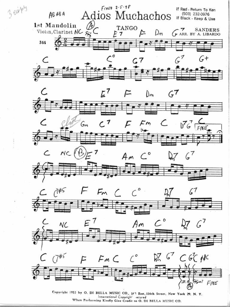 Adios Muchachos - Accordéon | PDF