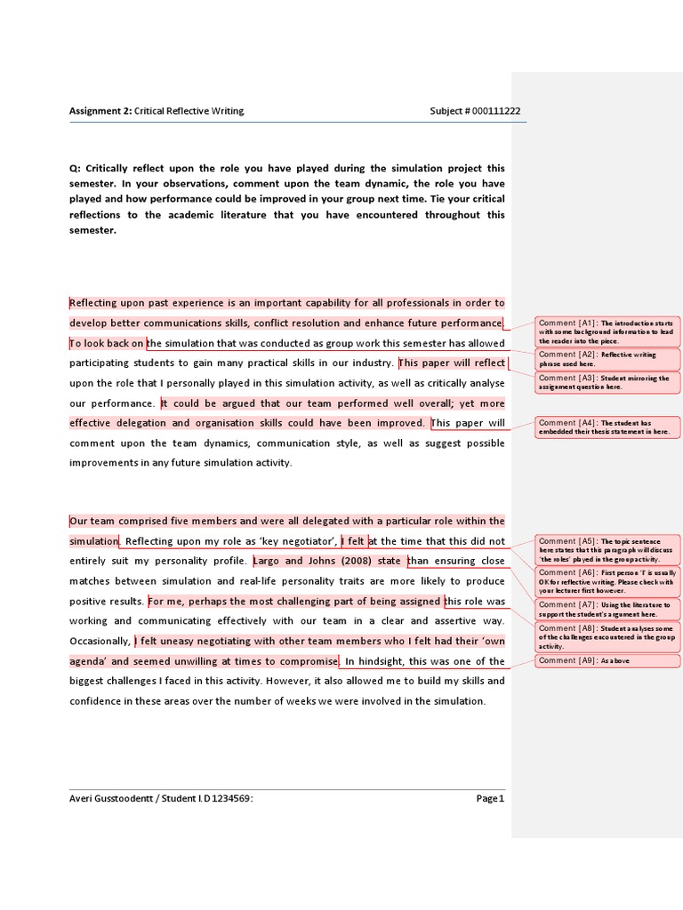responsibility reflection essay