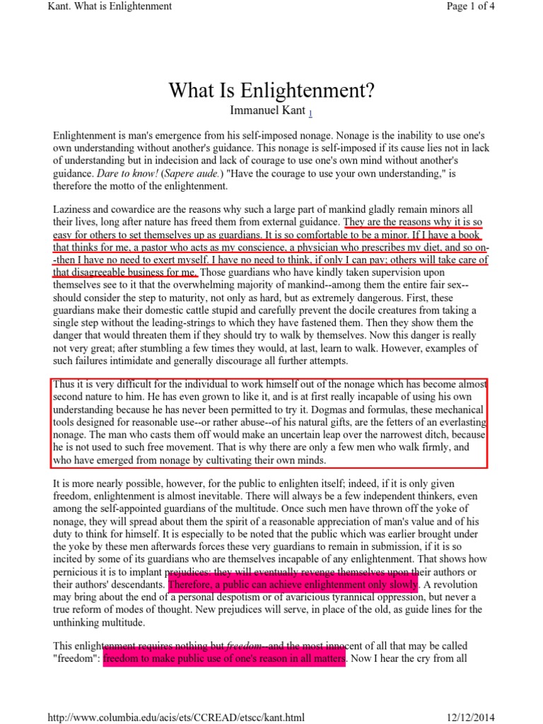 What is enlightenment kant analysis picture