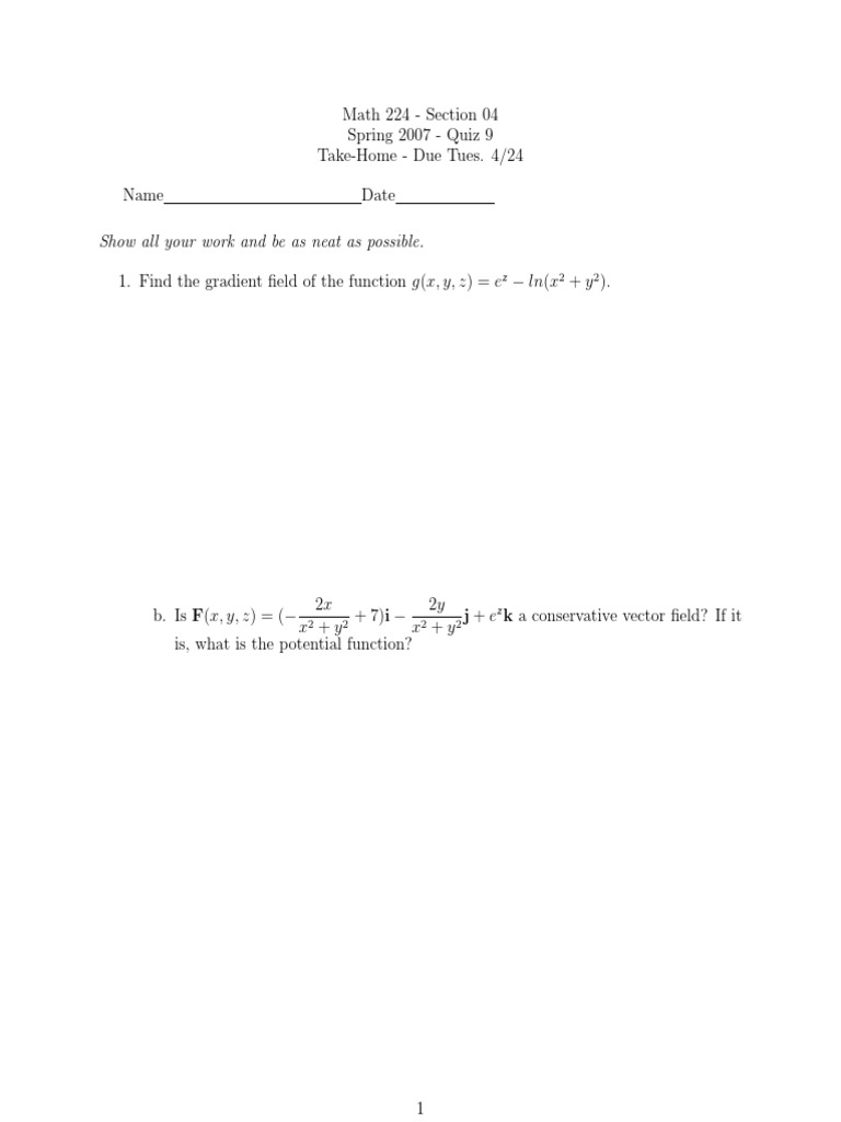 Math 224 Spring 2007 Quiz 9 Solutions | PDF | Teaching Methods & Materials
