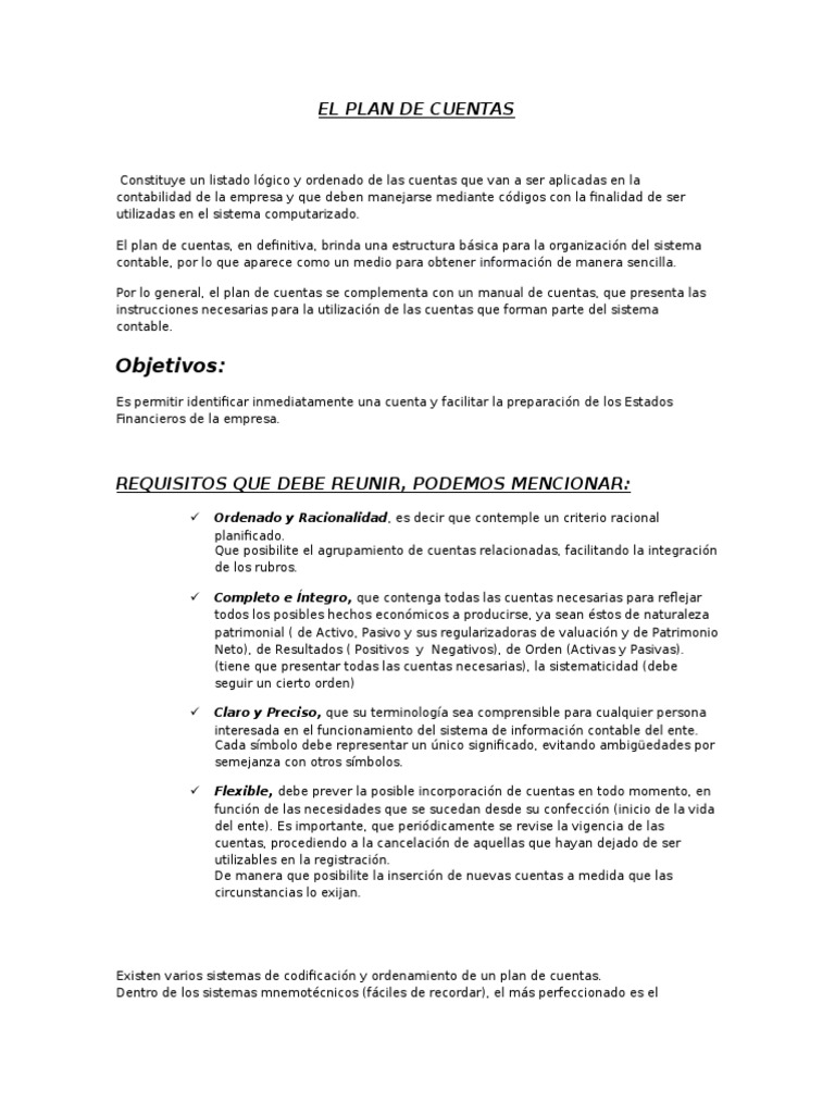 Estructura y Función del Plan de Cuentas | PDF | Contabilidad | Science