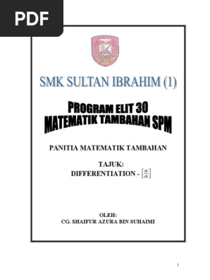 Koleksi Soalan Matematik Tambahan Spm 2004 2009 Differentiation Pdf Gradient Derivative