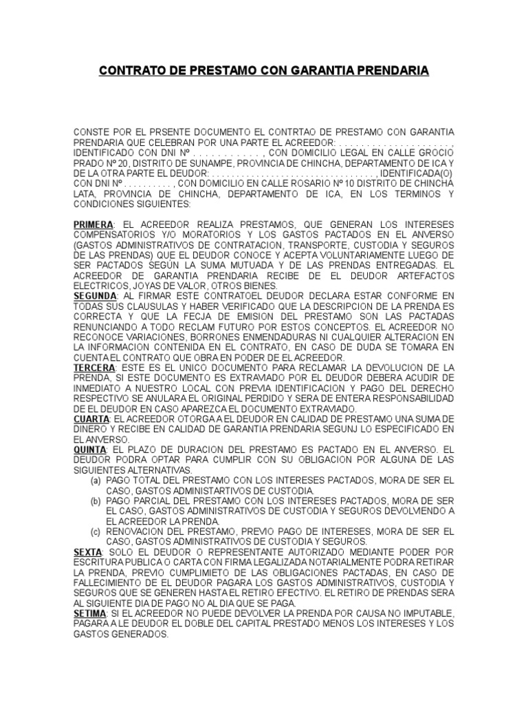 Prestamo Con Garantia Prendaria | PDF
