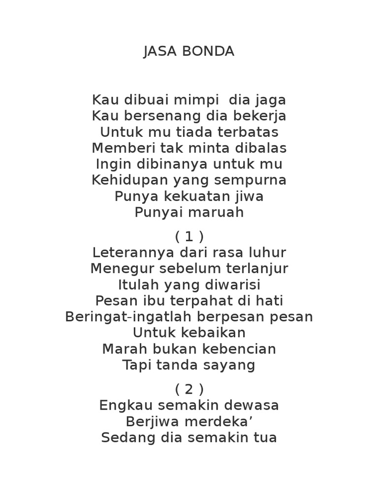 Warisan Jasa Bonda Pdf