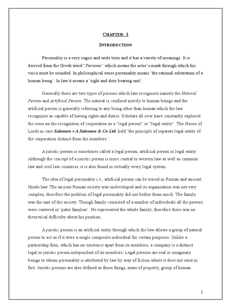 Legal Personality Theory