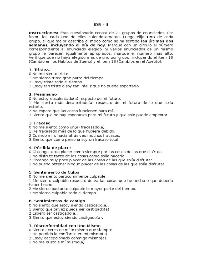 Inventario de Depresión de Beck