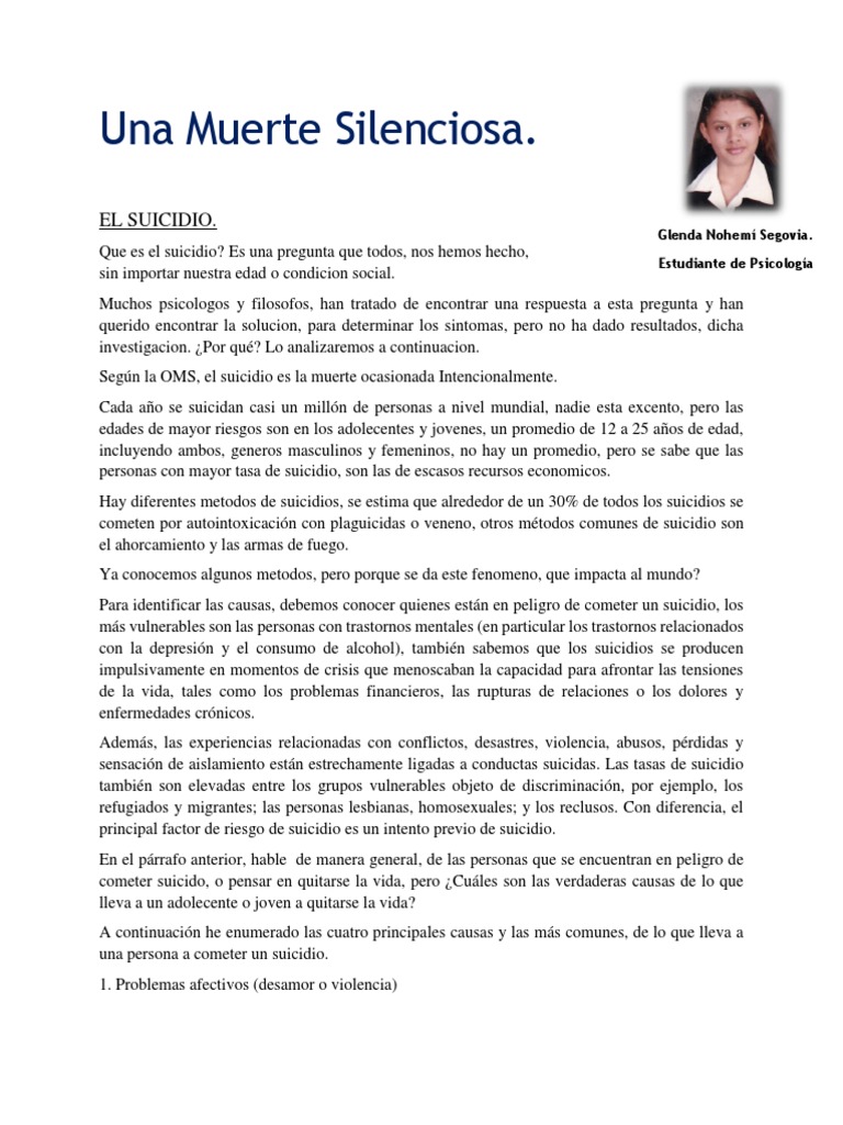 Una Muerte Silenciosa PDF | PDF | Suicidio | Depresión (estado de ánimo)