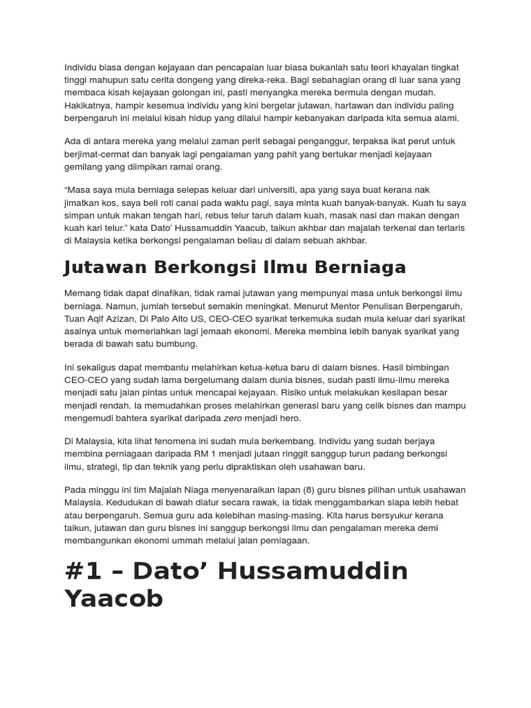 Senarai Usahawan Berjaya Malaysia  PDF