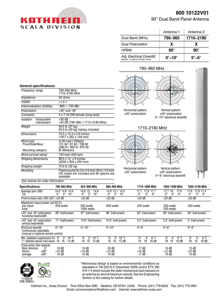 KATHREIN 80010122v01 PDF Antenna (Radio) Decibel