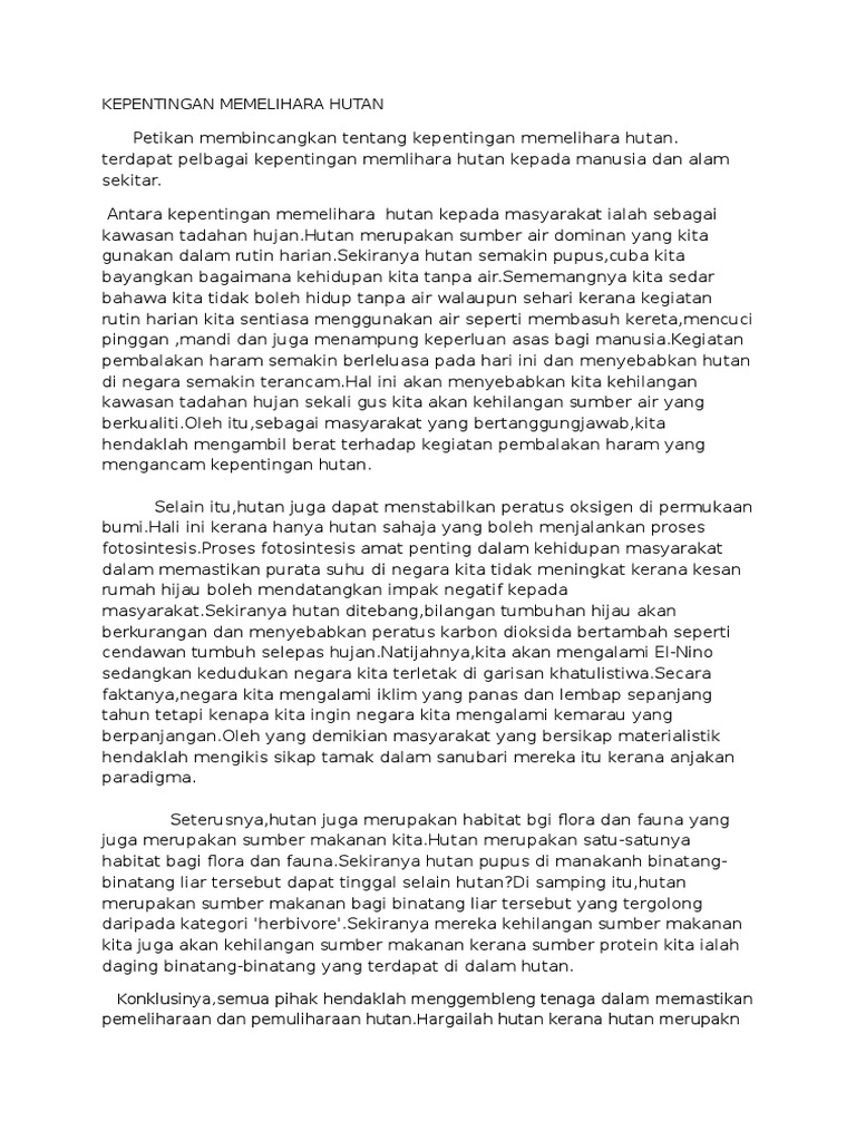 Kepentingan Memelihara Hutan Pdf