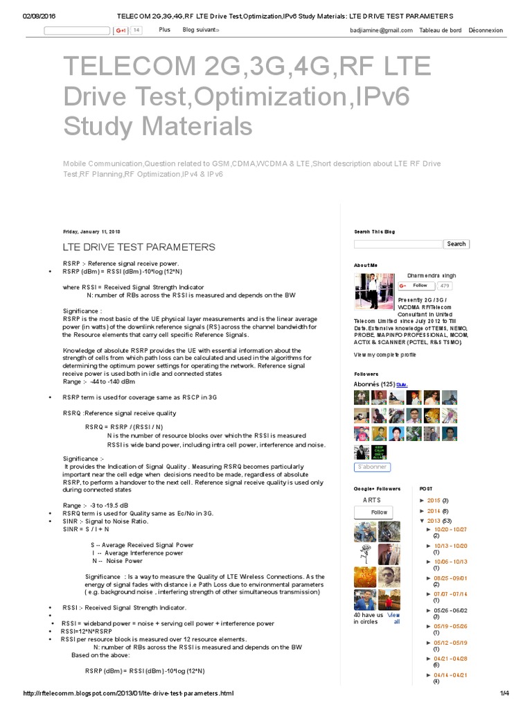 LTE Drive Test Parameters Overview | PDF | High Speed Packet Access | 4 G