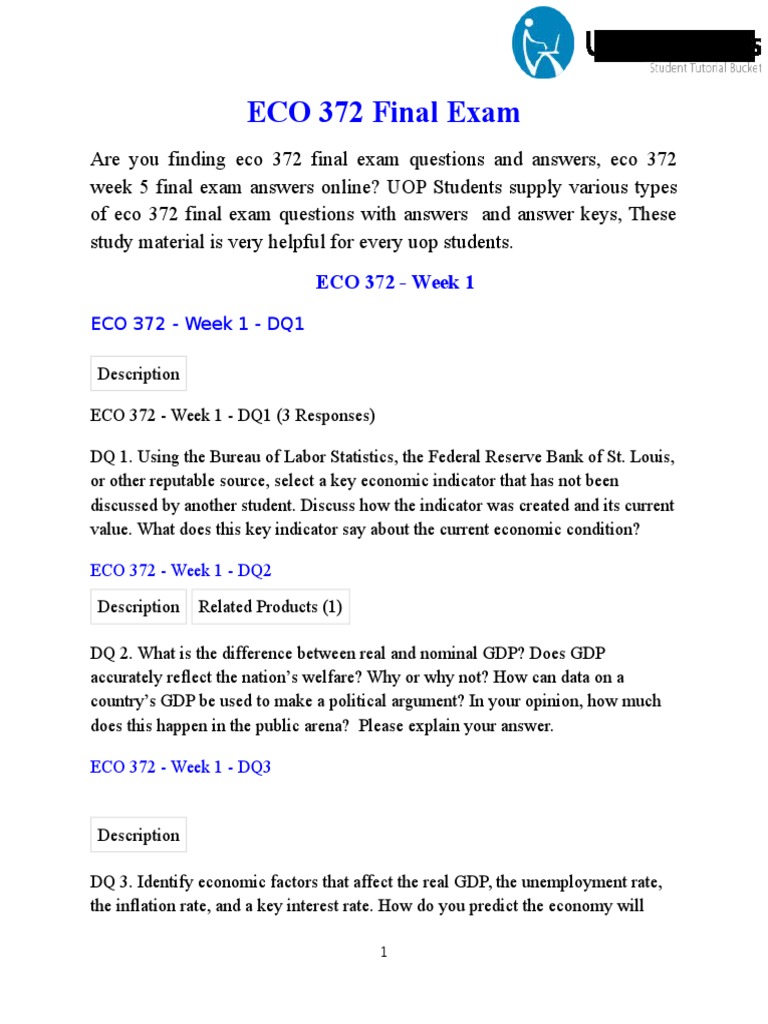 ECO 372 Final ExamECO 372 Week 5 Final Exam Answers Free - UOP Students ...