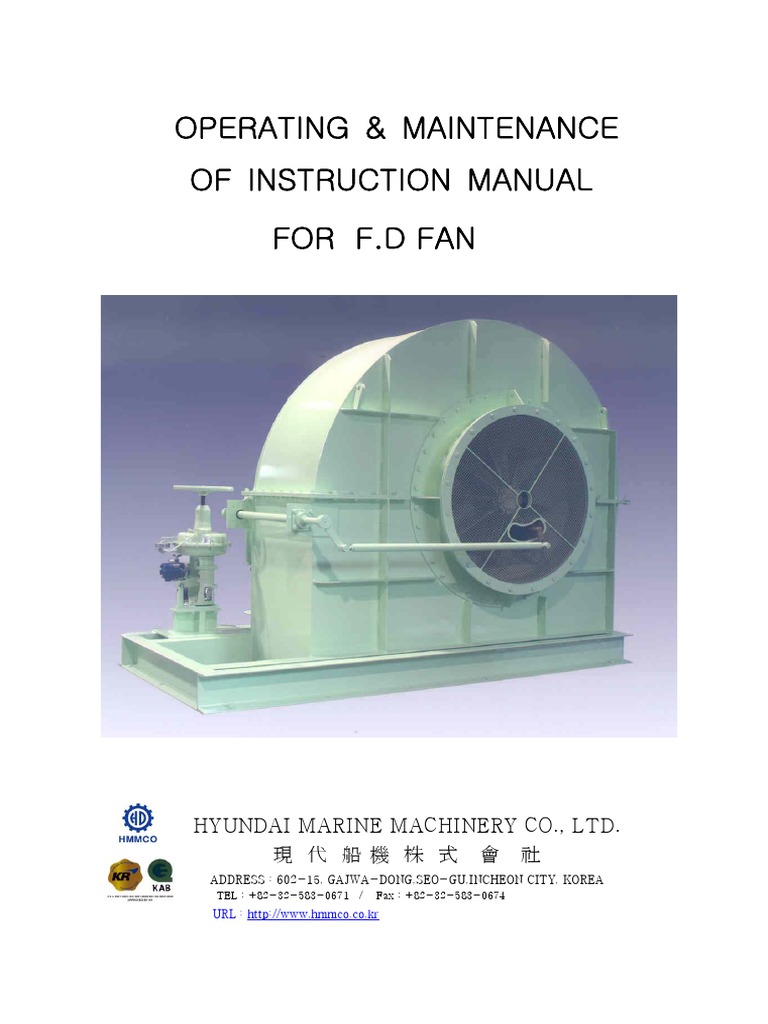 Forced Draft Fan Operation Manual | PDF | Belt (Mechanical) | Bearing ...