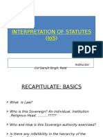 Interpretation of Statutes (Ios) : Instructor: Col Sarvjit Singh, Retd
