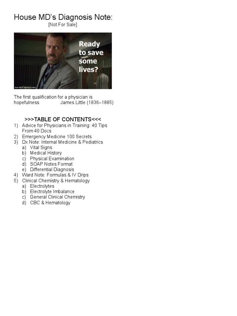 House MD: Essential Diagnosis Insights | PDF | Fever | Health Sciences