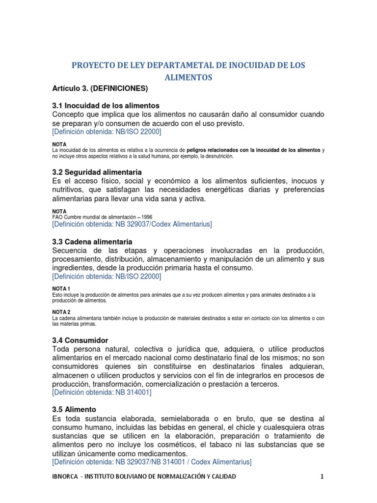 Definición de Inocuidad Alimentaria | PDF | Análisis de Riesgo y Puntos ...