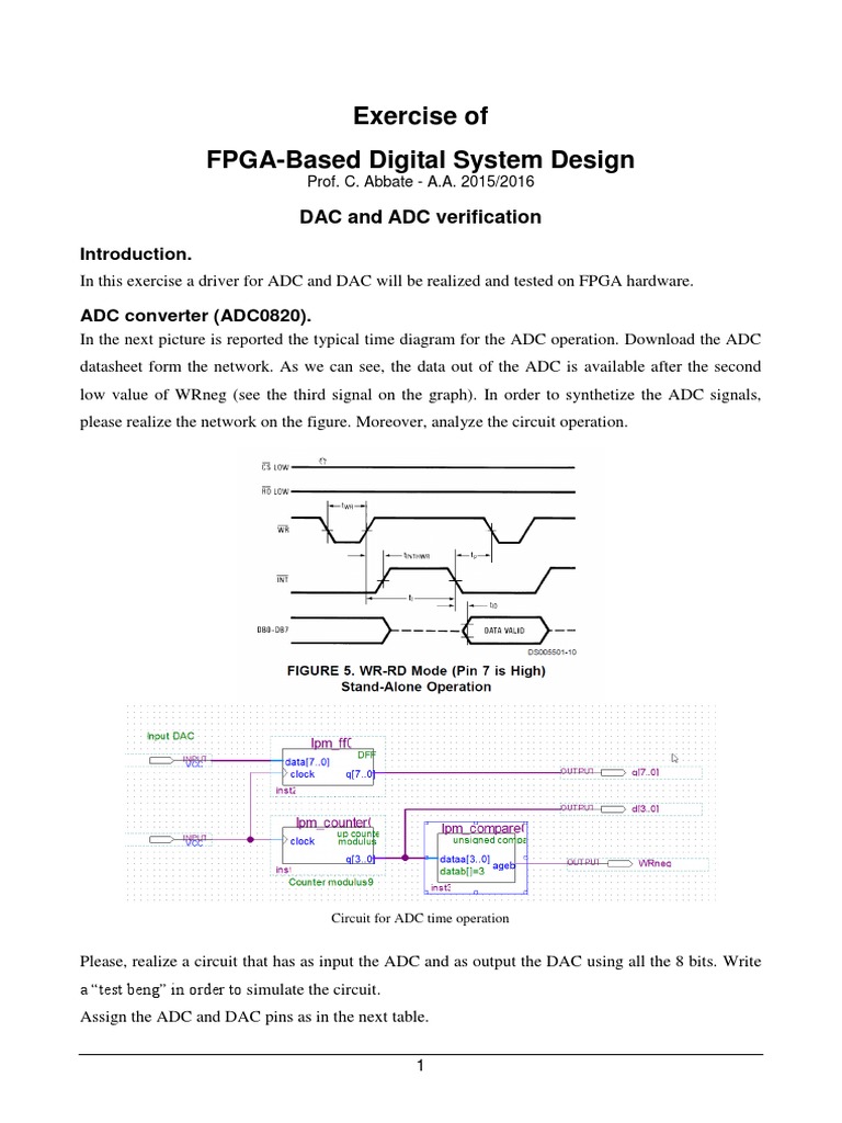 Exercise of FPGABased Digital System Design DAC and ADC Verification