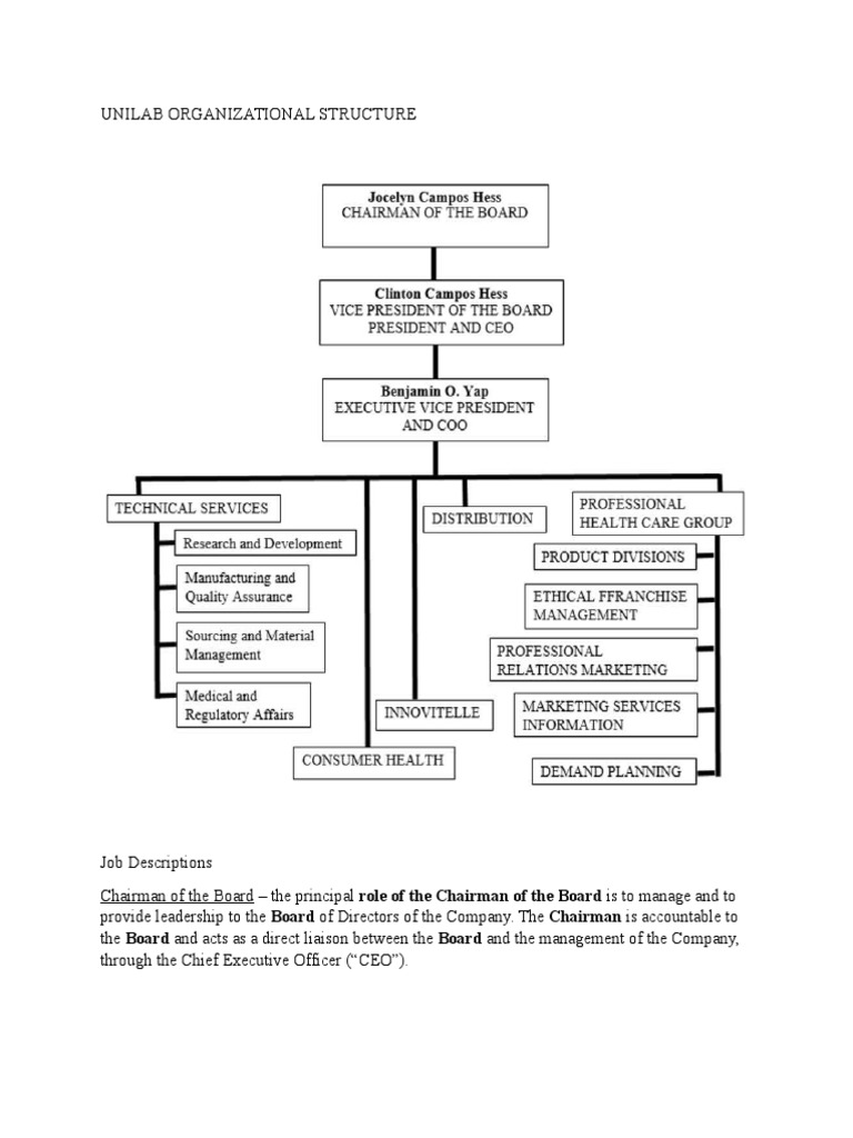 Unilab Organizational Structure Overview | PDF | Chief Executive ...