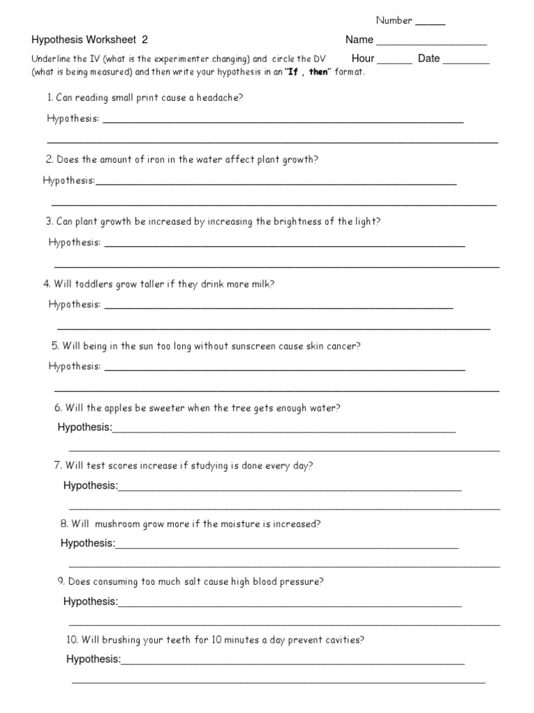 hypothesis-worksheets