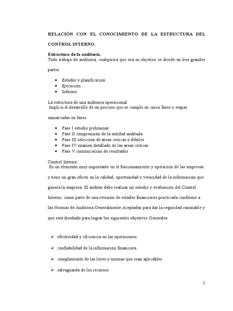 Estructura del Control Interno en Auditoría | PDF | Muestreo ...