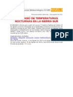 Descenso temperaturas nocturnas en sierra sur