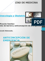 Anticonceptivos Emergencia y Barrera.