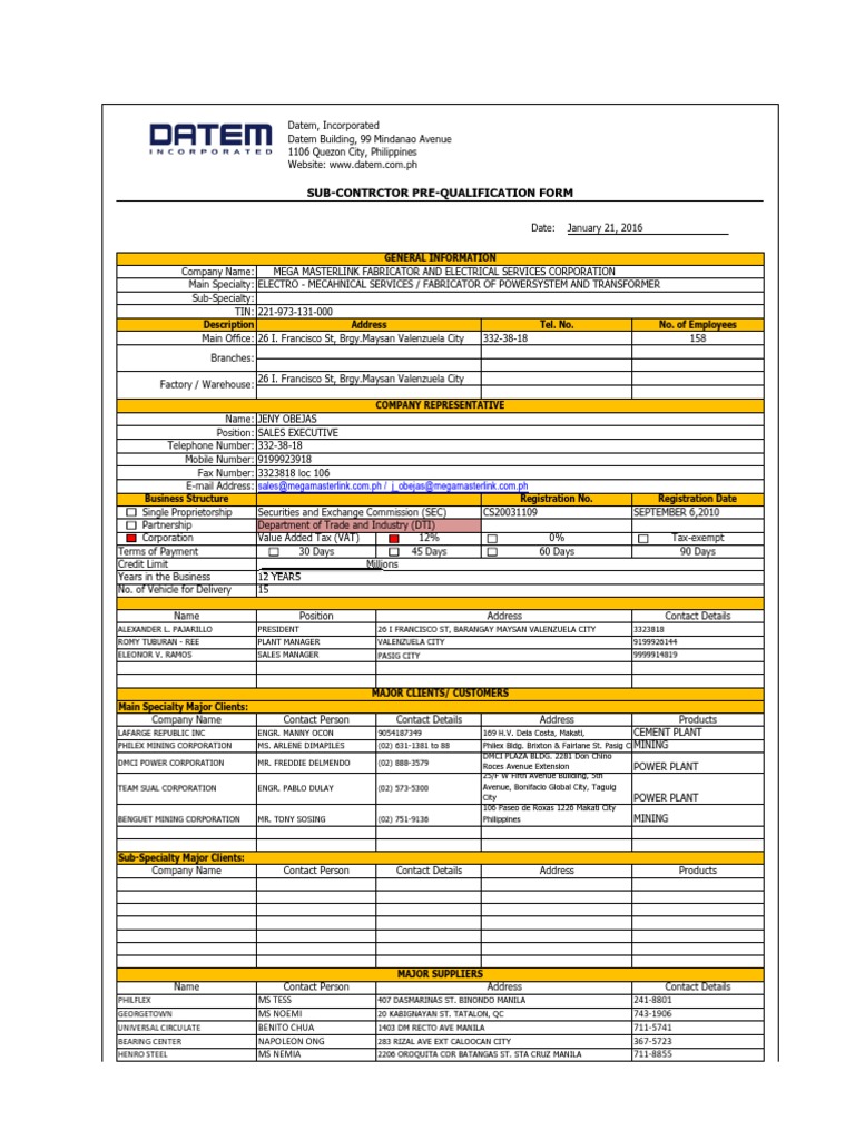 Datem Incorporated Company Profile | PDF | Makati | Manila