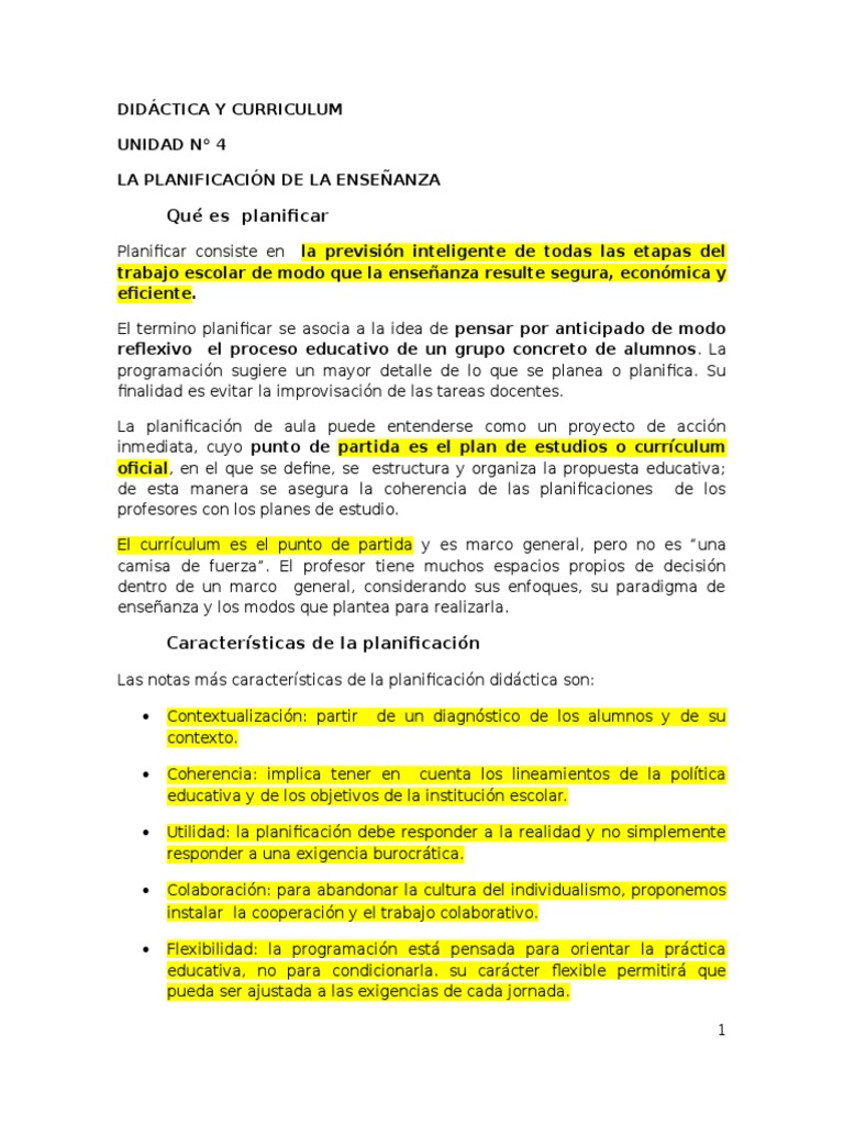 La Planificacion - Didactica y Curriculum | PDF | Plan de estudios ...