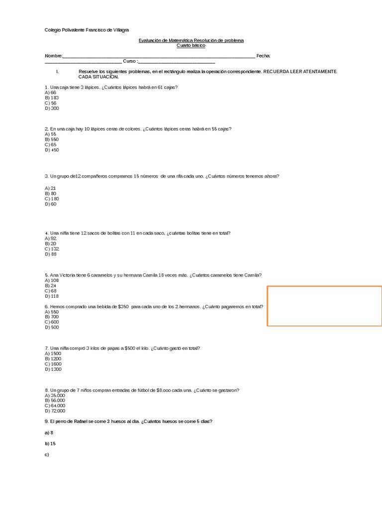 Evalaucion Matematica Resolucion de Problemas