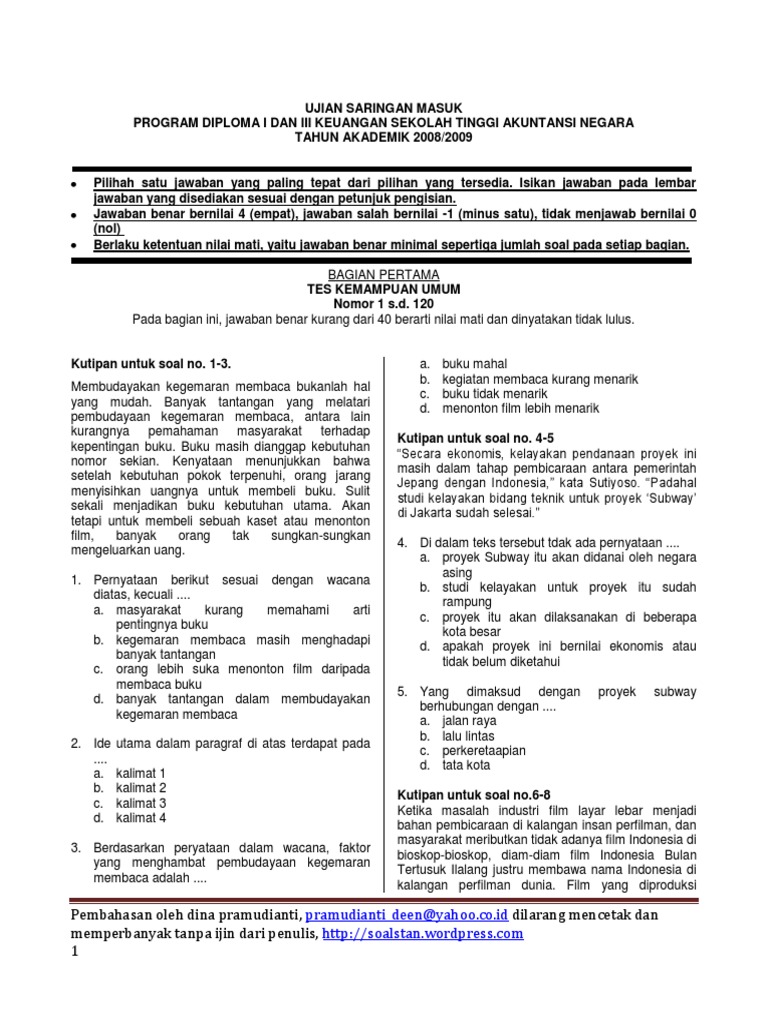 Soal Pembahasan Usm Stan Pdf