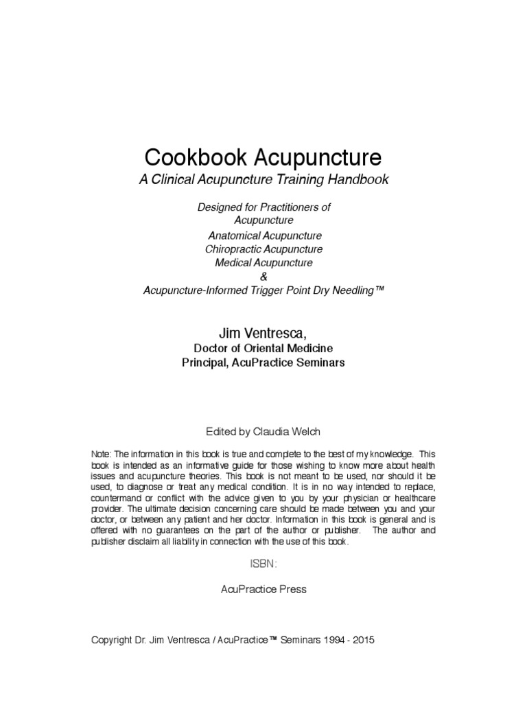 Cookbook Acupuncture August 2015 | PDF | Traditional Chinese Medicine ...