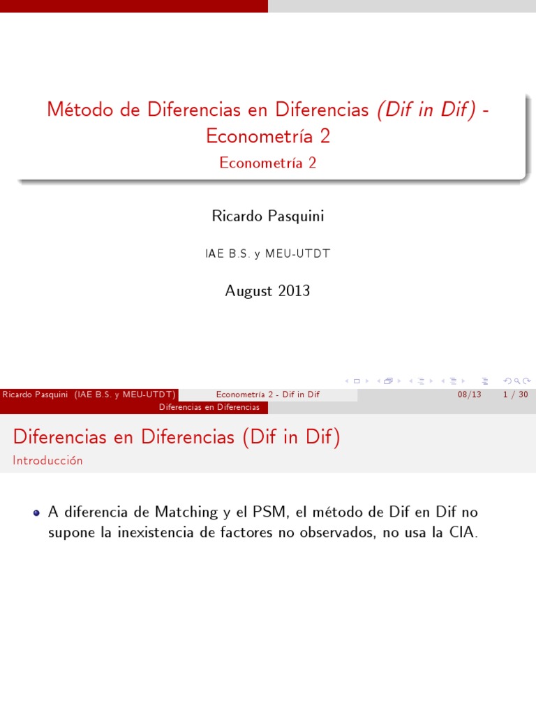 Método de Diferencias en Diferencias | PDF | Métodos matemáticos y ...