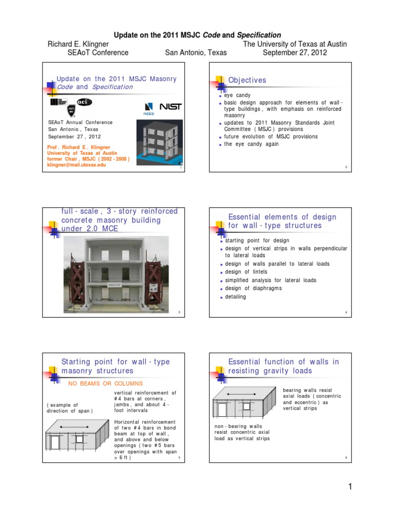 Masonry Code Update Richard Klingner | PDF | Masonry | Beam (Structure)