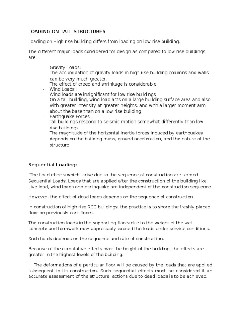 Gravity Load Considerations in Tall Buildings | PDF | Science ...