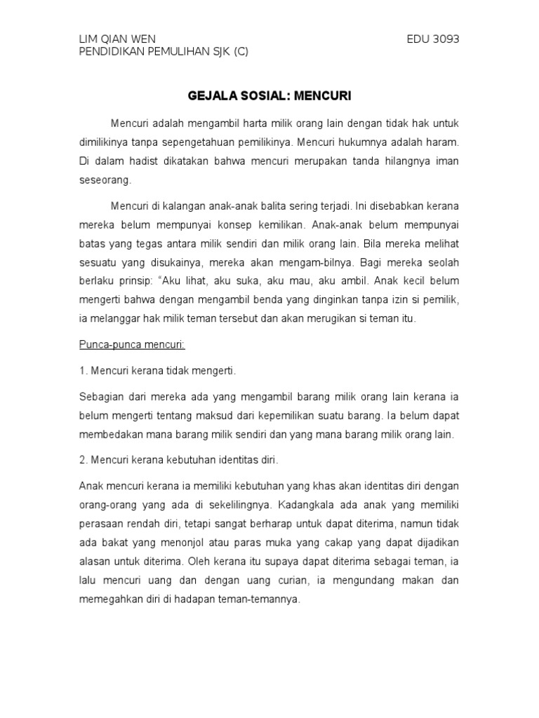 Gejala Sosial Mencuri Pdf