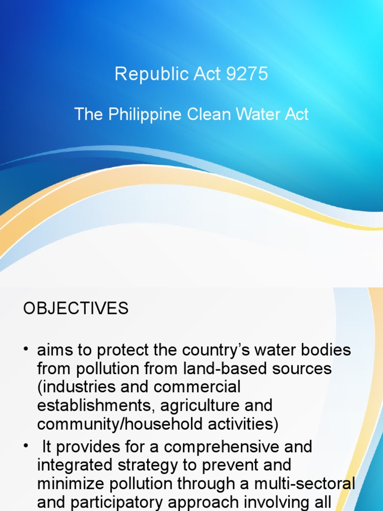 Ra 9275 pdf clean water act wastewater